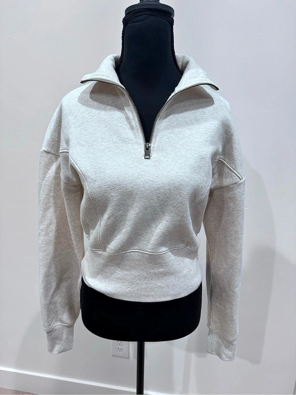 Heathered Oatmeal Quarter Zip Sweatshirt